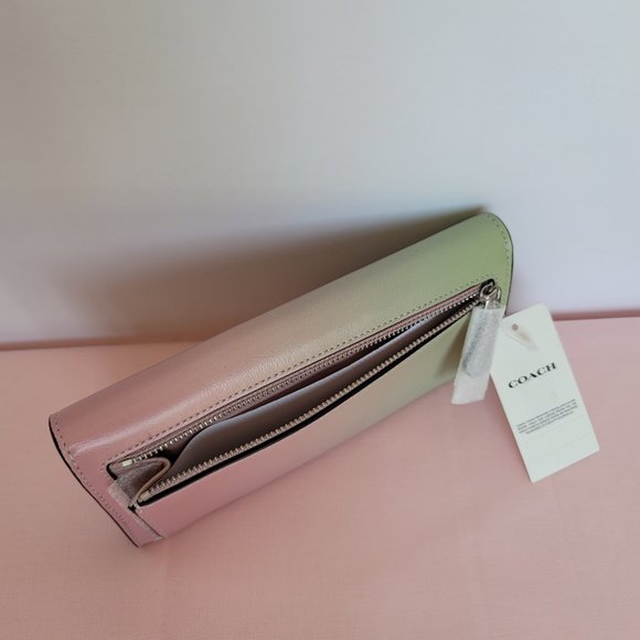 COACH Wyn Envelope Ombre Soft Smooth Leather Wallet- Pale Pistachio Multi - Picture 10 of 16